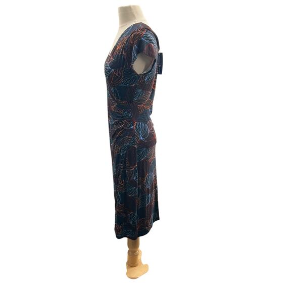 Mexicali Blues Shelby Faux Wrap Dress Black Leaf Print Slight Stretch Size Small - Picture 5 of 12